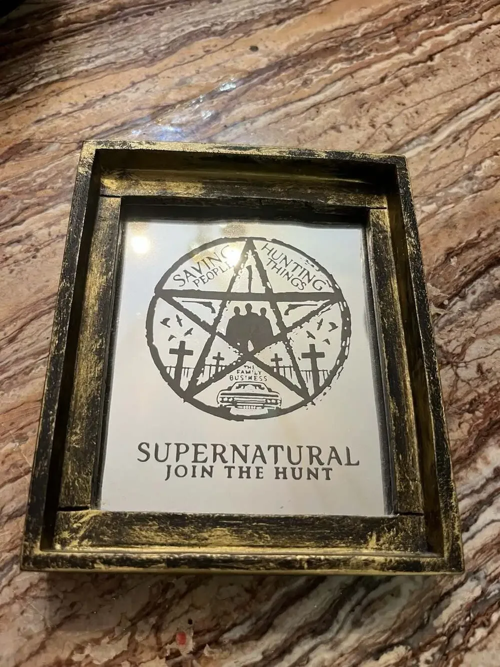 Supernatural Join The Hunt Pentagram Decorative Wall Mirror by Culturefly 6x5